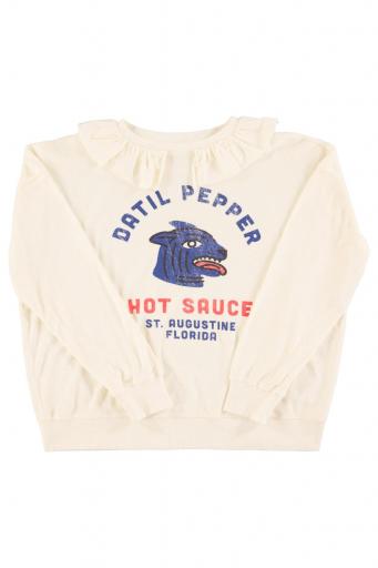 Sisters Department,Sweatshirt w/ peter pan collar | White w/ "datil pepper" print