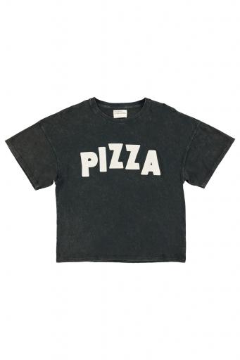 Sisters Department,T-shirt w/ short sleeves | Faded black w/ "pizza" print