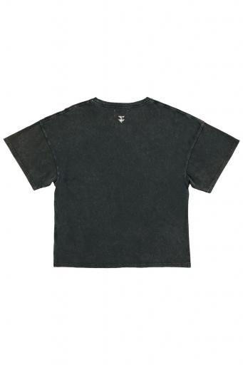 Sisters Department,T-shirt w/ short sleeves | Faded black w/ "pizza" print [1]