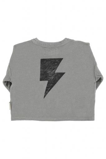 Piupiuchick,Terry cotton longsleeve t'shirt | Grey w/ "rock & roll" print [1]