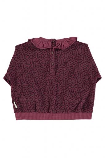 Piupiuchick,Terry cotton sweatshirt | Aubergine w/ animal print [3]