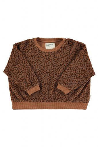 Piupiuchick,Terry cotton sweatshirt | Brown w/ animal print