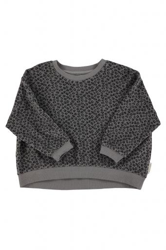 Piupiuchick,Terry cotton sweatshirt | Grey w/ animal print
