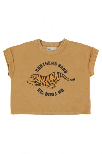 Piupiuchick,Terry cotton t'shirt | Mustard w/ tiger print