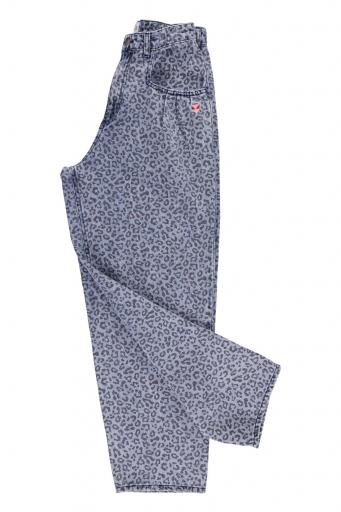 Sisters Department,Trousers | Washed blue denim w/ animal print