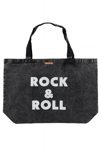 Piupiuchick,XL bag | Faded black w/ "rock & roll" print