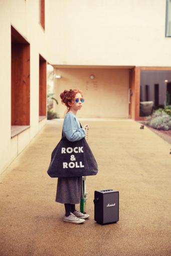 Piupiuchick,XL bag | Faded black w/ "rock & roll" print [1]