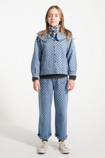 Piupiuchick,Flare trousers | Washed blue denim w/ black hearts [1]