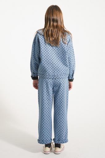 Piupiuchick,Flare trousers | Washed blue denim w/ black hearts [2]