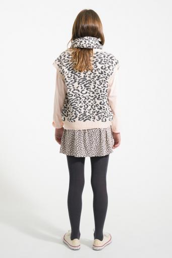 Piupiuchick,Knitted waistcoat | Light pink w/ black animal print [1]