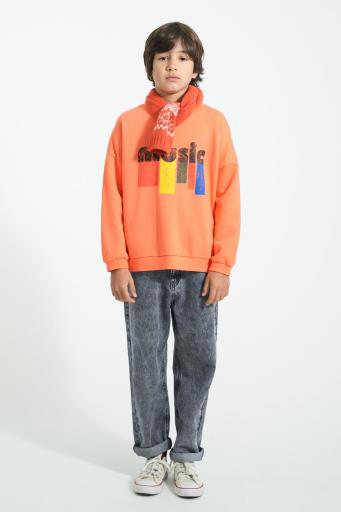 Piupiuchick,Sweatshirt | Orange w/ "music" print [2]