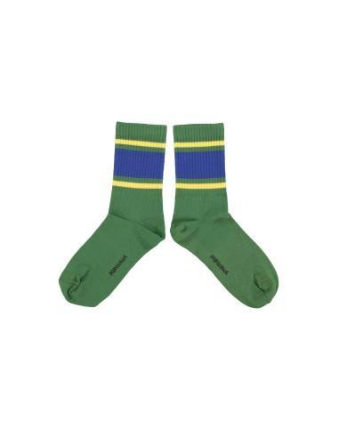 Piupiuchick,socks | green w/ blue & yellow stripes