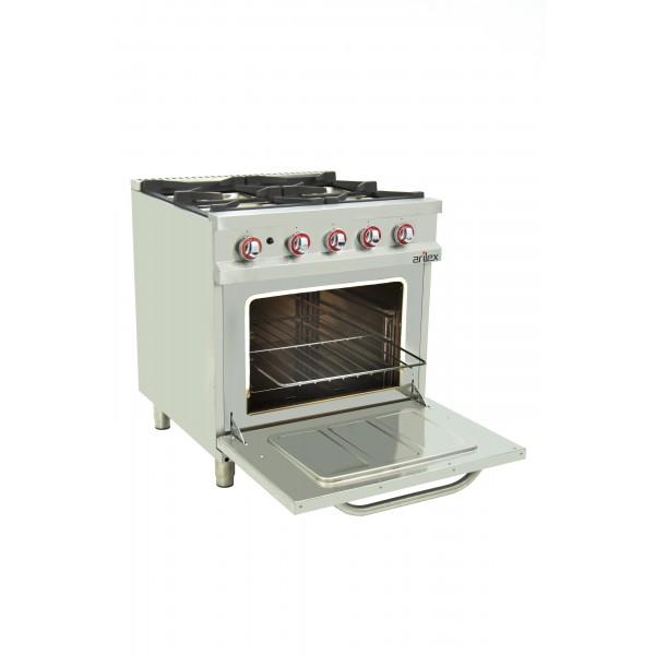 Cocina eléctrica con horno eléctrico 4 fuegos redondos GN 2/1 Fondo 700  Emotion