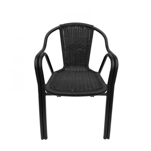 silla aluminio negro rattan hobeto