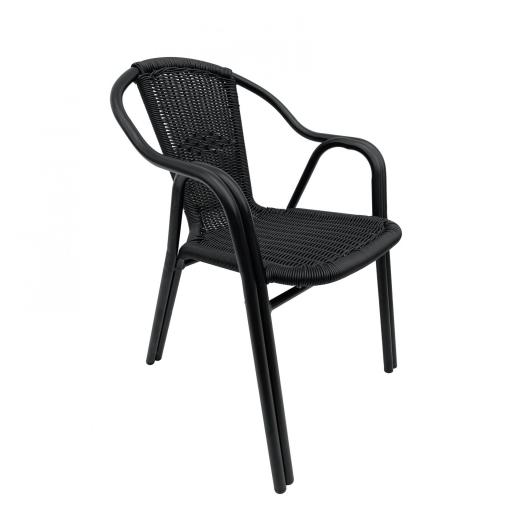 silla Hobeto aluminio negro rattan [1]