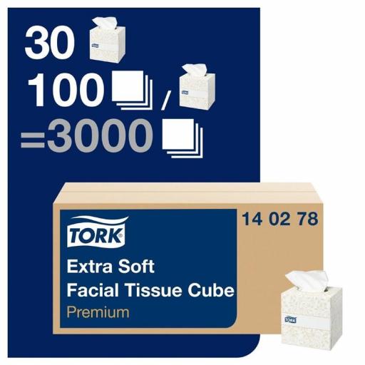 Cubo de pañuelos de papel extra suaves 2 hojas Tork Premium (30x100) CH570 [1]