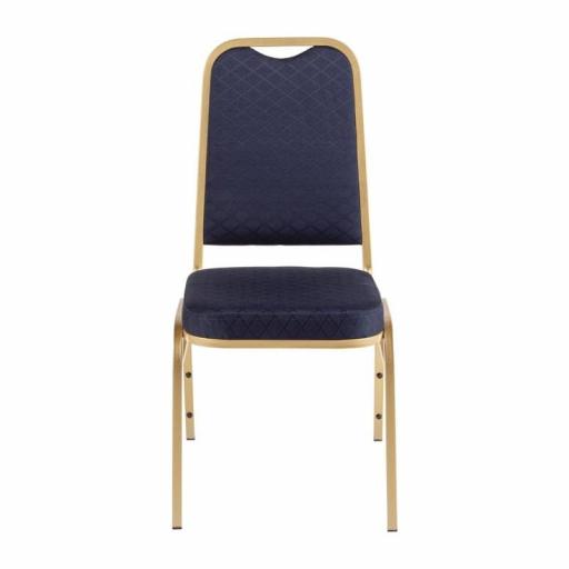 Juego de 4 sillas de banquete respaldo cuadrado tapizado liso azul Bolero DL015 [2]