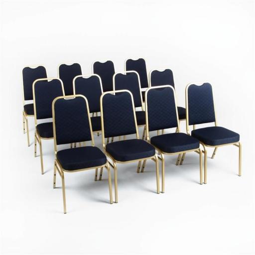 Juego de 4 sillas de banquete respaldo cuadrado tapizado liso azul Bolero DL015 [5]