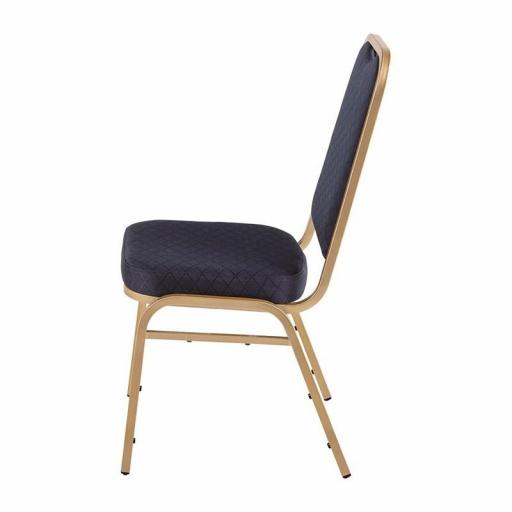 Juego de 4 sillas de banquete respaldo cuadrado tapizado liso azul Bolero DL015 [3]