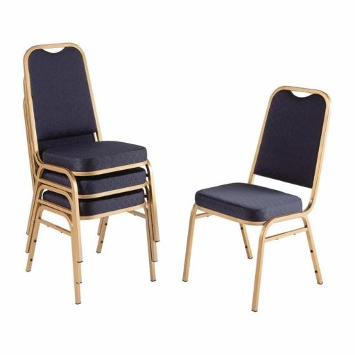Juego de 4 sillas de banquete respaldo cuadrado tapizado liso azul Bolero DL015 [4]