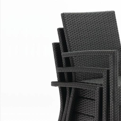 Juego de 4 sillas símil ratán negras apilables con reposabrazos Bolero DL477 [5]