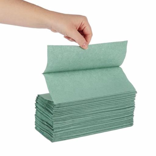 Toalla de manos plegada en Z verde Jantex (Caja de 3.000 toallas) DL923 [2]