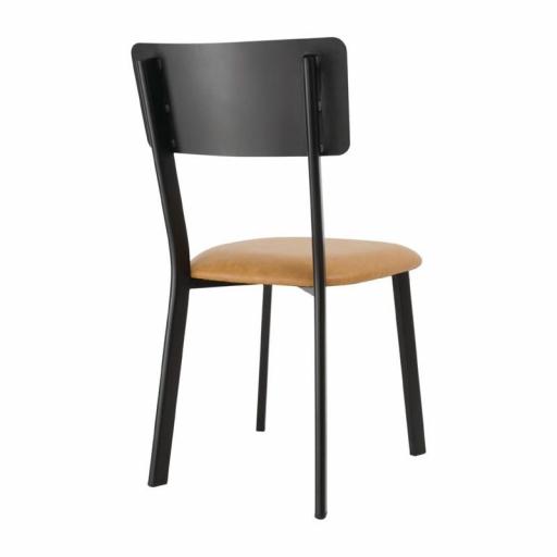 Juego de 4 sillas de bar de metal negro y asiento tapizado marrón Vintage Bolero DR300 [1]
