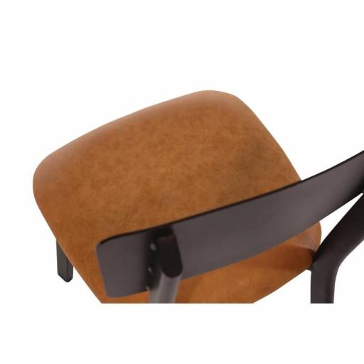 Juego de 4 sillas de bar de metal negro y asiento tapizado marrón Vintage Bolero DR300 [4]