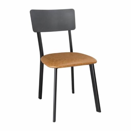 Juego de 4 sillas de bar de metal negro y asiento tapizado marrón Vintage Bolero DR300 [0]