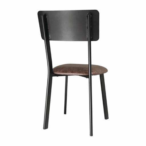 Juego de 4 sillas de bar de metal negro y asiento tapizado moka Vintage Bolero DR301 [1]