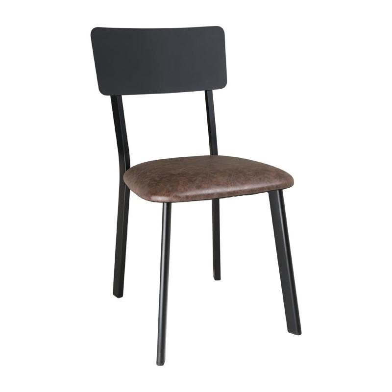Juego de 4 sillas de bar de metal negro y asiento tapizado moka Vintage Bolero DR301