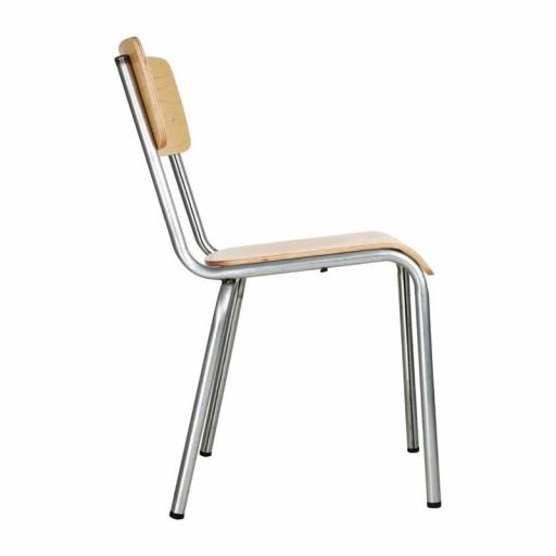 Juego de 4 sillas de bar de acero galvanizado y madera de fresno Bolero FB946 [1]