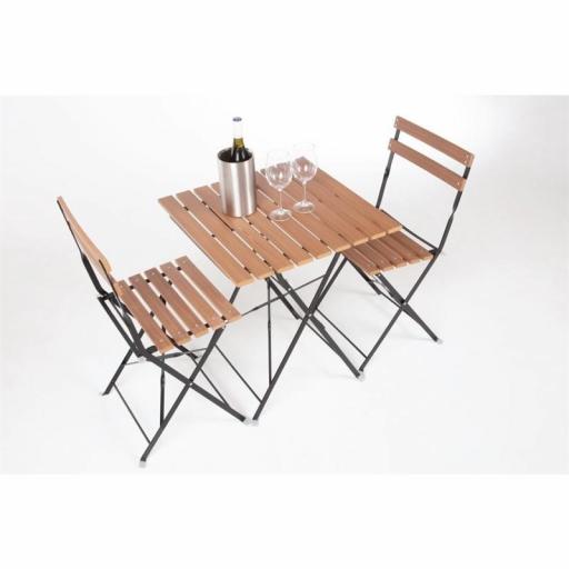 Juego de 2 sillas de terraza imitación madera plegables Bistro Bolero GJ766 [5]