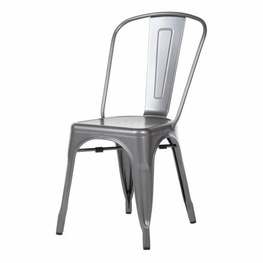 Juego de 4 sillas de acero galvanizado color gris Bolero Bistro GL329 [1]