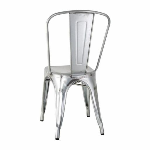 Juego de 4 sillas de acero galvanizado color gris acero inox Bolero Bistro Línea Industrial GL338 [2]