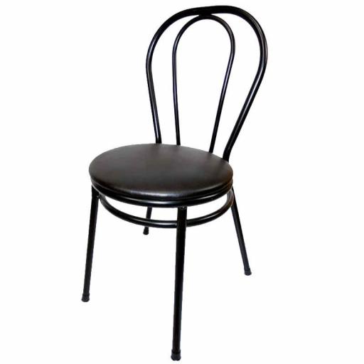Silla Bistrot negra con asiento acolchado negro Hobeto 178084 [1]