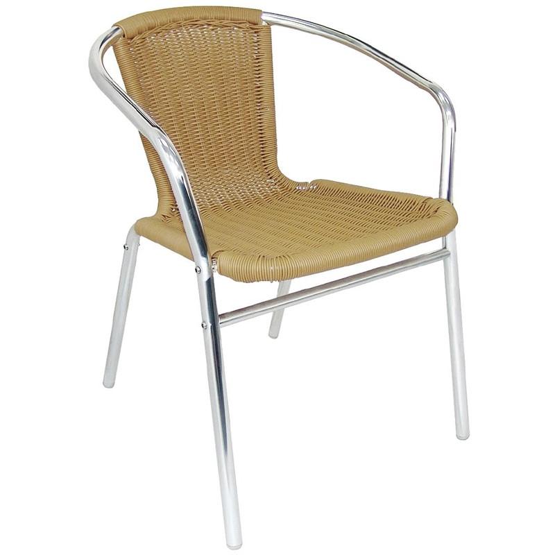 Juego de 4 sillas de terraza de aluminio y polietileno imitación mimbre apilables Bolero U422