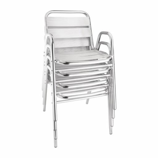 Juego de 4 sillas de terraza brazos arqueados de aluminio 780mm. apilables Bolero U501 [3]