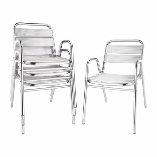 Juego de 4 sillas de terraza brazos arqueados de aluminio 780mm. apilables Bolero U501 [4]