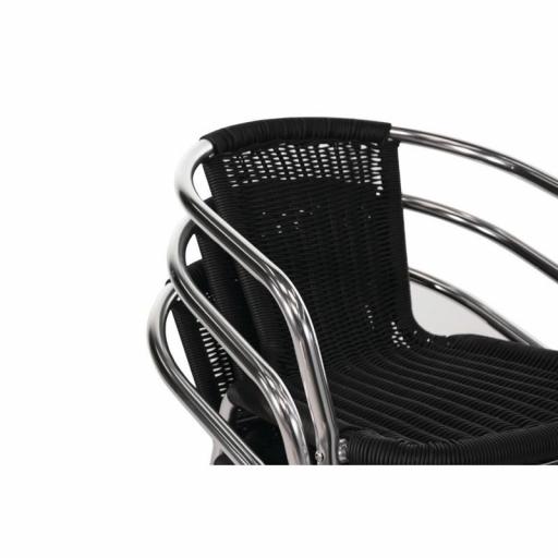 Juego de 4 sillas de terraza negras de aluminio y polietileno imitación mimbre apilables Bolero U507 [4]