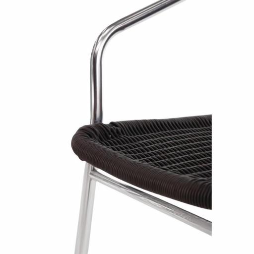 Juego de 4 sillas de terraza negras de aluminio y polietileno imitación mimbre apilables Bolero U507 [5]