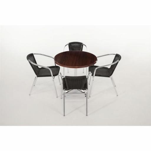 Juego de 4 sillas de terraza negras de aluminio y polietileno imitación mimbre apilables Bolero U507 [3]
