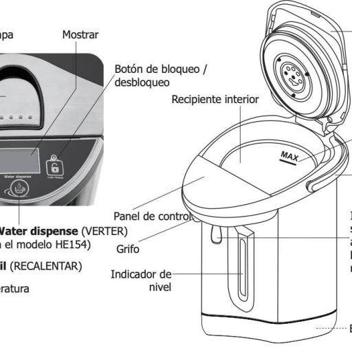 Hervidor de agua eléctrico manos libres 4,7 litros Buffalo HF155 [5]