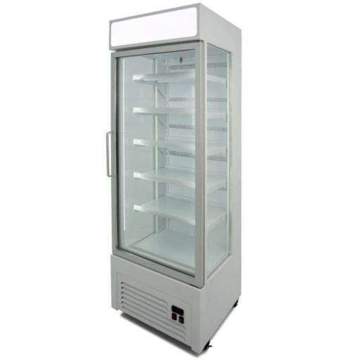 Armario refrigerado ventilado con laterales de cristal 400 litros con 5 estantes color blanco Pekin Vision400B