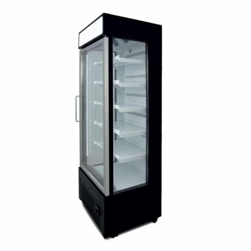 Armario refrigerado ventilado con laterales de cristal 400 litros con 5 estantes color negro Pekin Vision400N