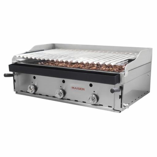 Barbacoa a gas con parrilla elevable de acero inoxidable y parrillas vascas Maiser B-90X+MPVE [0]