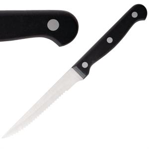 Juego de 12 cuchillos chuleteros de sierra con mango negro Olympia C134