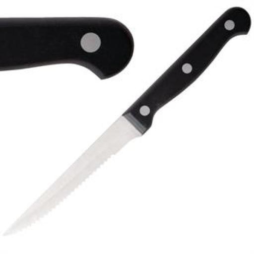 Juego de 12 cuchillos chuleteros de sierra con mango negro Olympia C134 [0]