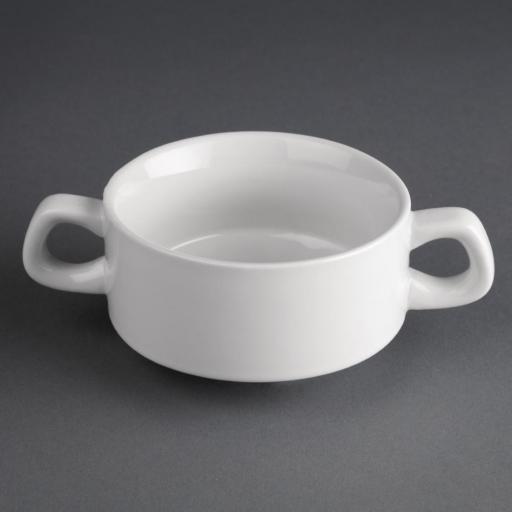 Juego de 12 tazas de consomé de porcelana blanca apilables Athena Hotelware CF369 [2]