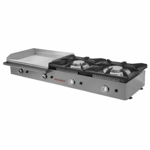 Cocina a Gas 2 fuegos con plancha 60 cromo duro Maiser CG26KR